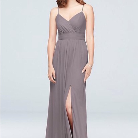 David's Bridal Dresses & Skirts - Ruched waist mesh spaghetti strap bridesmaid dress